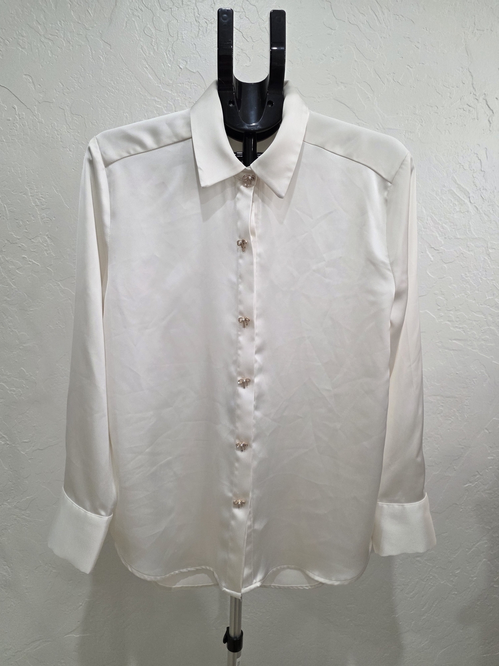 Rachel Zoe Ivory Button-Front Silk Blouse
